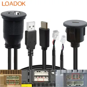 4 6 Pin Car Radio to USB 2.0 Type C Dashboard Flush Panel Cable Adapter Transfer Data Charge For Android Multimedia Player