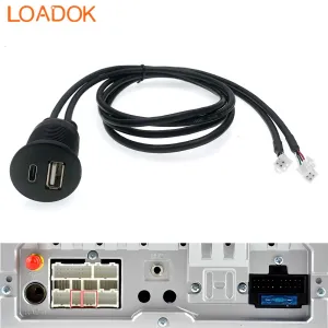 4 6 Pin Universal Car Radio Type-C USB 2.0 Female Dock Panel Dashboard Flush Mount  Extension Cable Adapter for Android Player